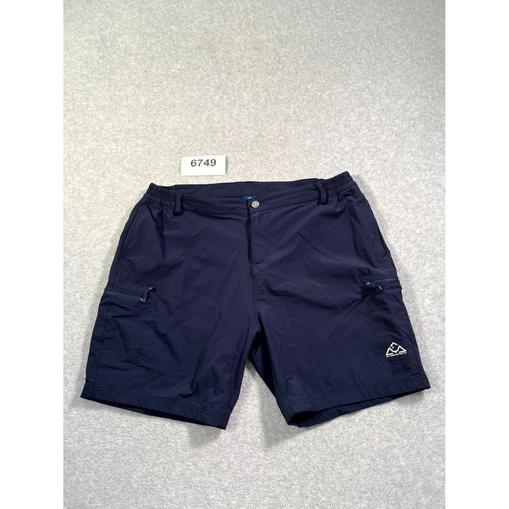 Outdoor Sports Shorts Mens 2XL Blue Nylon Stretch Flat Front Hiking Athletic